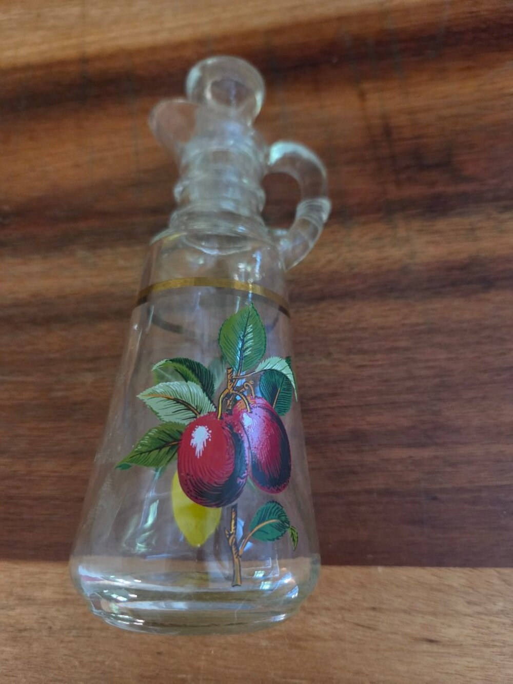 vintage Hazel Atlas hand painted gay fad oil and vinegar cruet